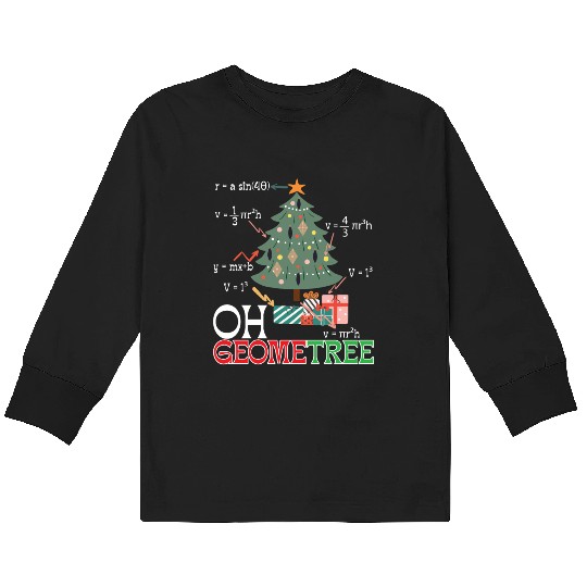 Oh Geometree Funny Christmas Tree Costume Students Kids Long Sleeve T Shirts
