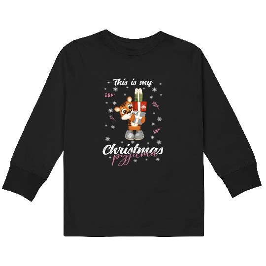 Winter Christmas Pyjama Tiger Kids Long Sleeve T Shirts