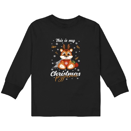 Winter Christmas Pyjama Tiger Kids Long Sleeve T Shirts