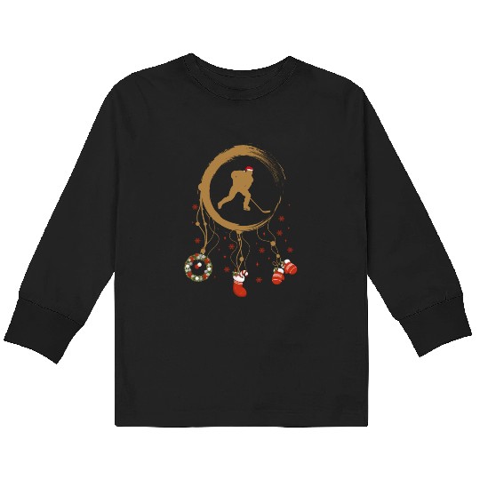 Winter dreamcatcher Christmas Ice hockey Kids Long Sleeve T Shirts