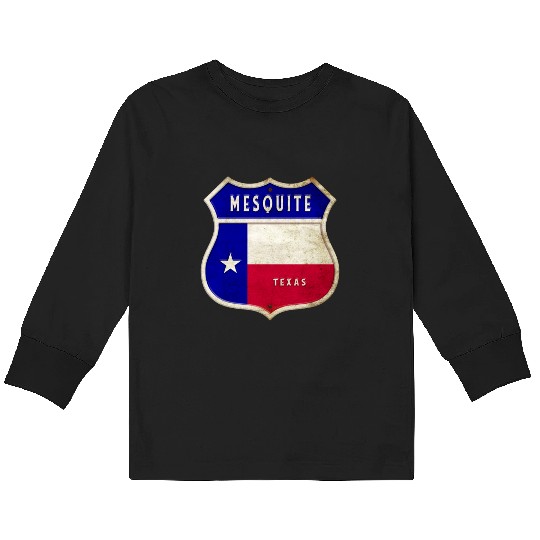 Mesquite Texas Crest Flag Design Kids Long Sleeve T Shirts