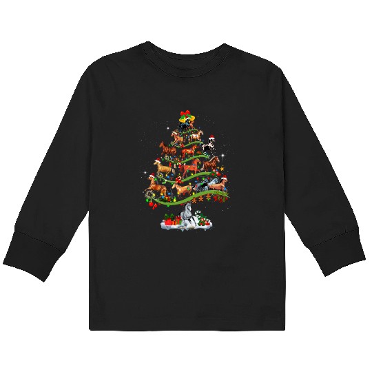Horse Tree Christmas Candy Cane Gift Ornament Kids Long Sleeve T Shirts