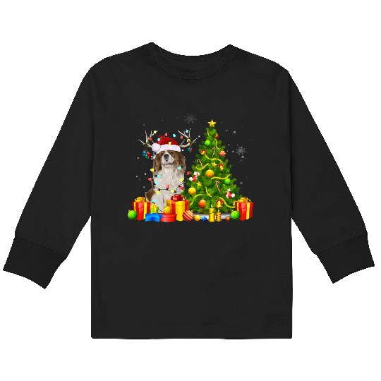 Cavalier King Charles Spaniel Christmas Dog Lover Kids Long Sleeve T Shirts