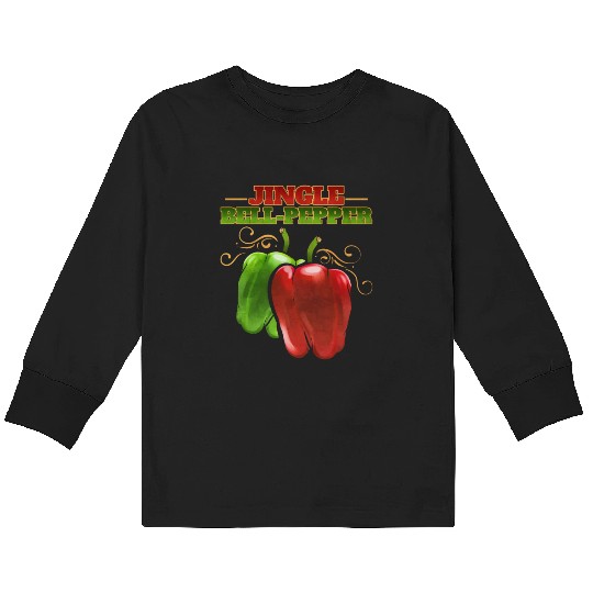 Red And Green Jingle Bell Pepper For Christmas Kids Long Sleeve T Shirts