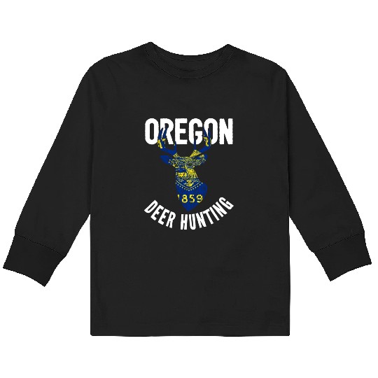 Oregon Deer Hunting Buck Stag Hunter Kids Long Sleeve T Shirts