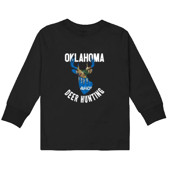 Oklahoma Deer Hunting Buck Stag Hunter Kids Long Sleeve T Shirts