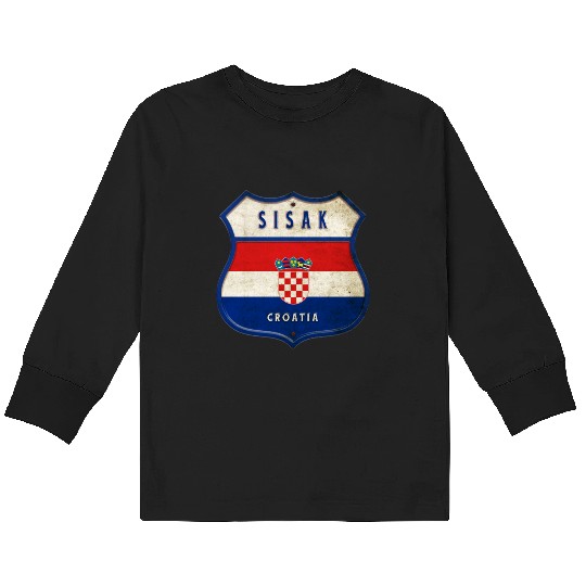 Sisak Croatia flag coat of arms design Kids Long Sleeve T Shirts