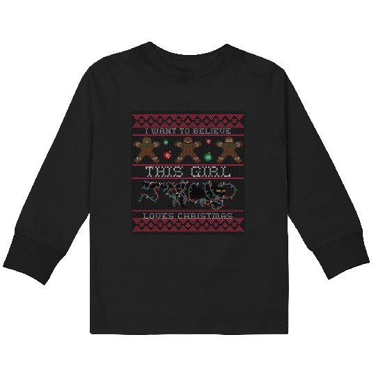 i want to believe this girl loves christmas Saint Kids Long Sleeve T Shirts