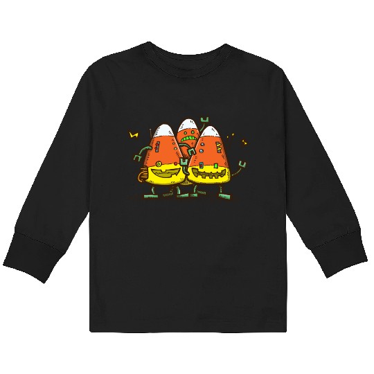 Candy Corn Bots Kids Long Sleeve T Shirts