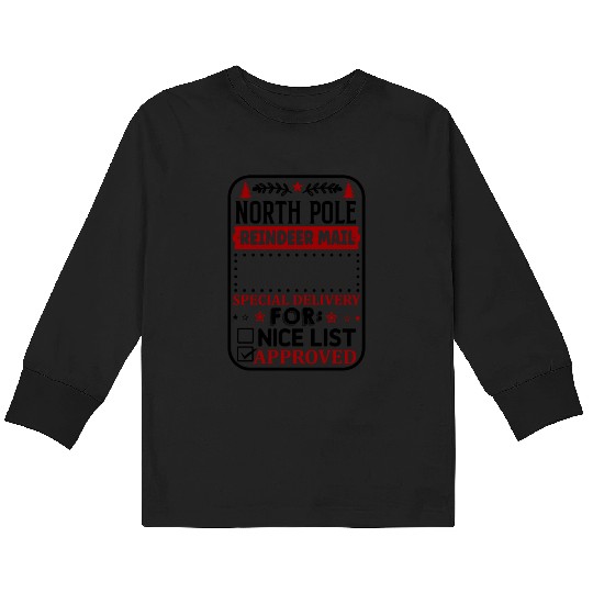 North Pole Reindeer Mail Kids Long Sleeve T Shirts