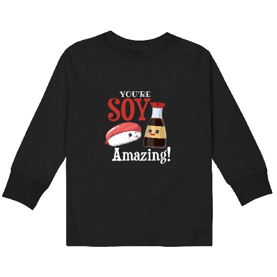 Funny sushi japan soy sauce motif Kids Long Sleeve T Shirts