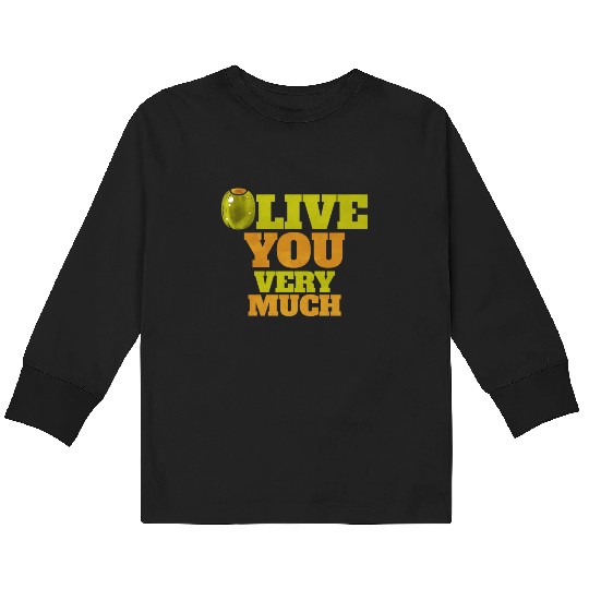 Olive I love You Very Much - Love Veggies Kids Long Sleeve T Shirts