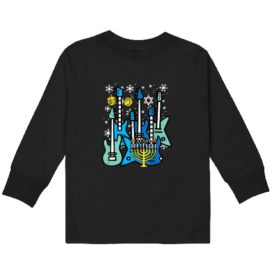 Hanukkah Guitars Chanukah Jewish Rock Rocker Kids Long Sleeve T Shirts