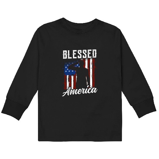 Blessed America American Patriotic US USA Kids Long Sleeve T Shirts