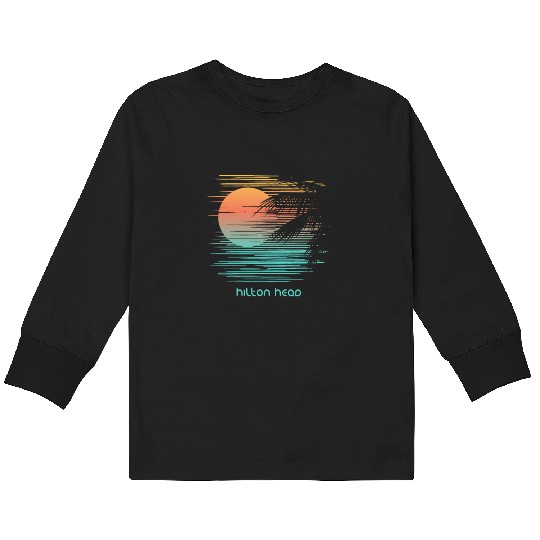 Artistic Hilton Head South Carolina Palm Tree Kids Long Sleeve T Shirts