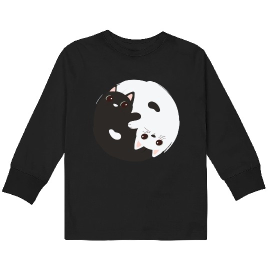 ying yang cat Kids Long Sleeve T Shirts