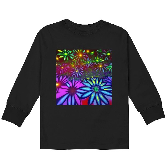 Psychedelic flowers Kids Long Sleeve T Shirts