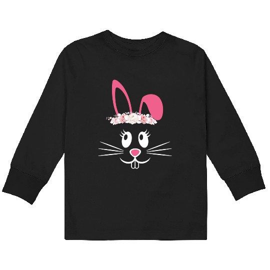 Cute Bunny Hairdress Flowers Women Girls Easter Kids Long Sleeve T Shirts