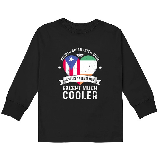 Puerto Rico Flag Ireland Mom Mothers Day Women Kids Long Sleeve T Shirts