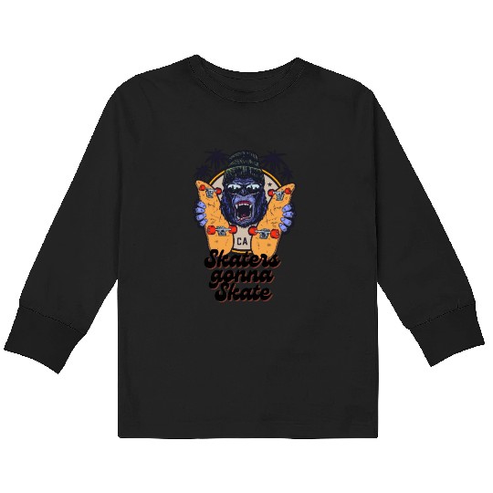 Skaters Gonna Skate | Skateboard Lover Kids Long Sleeve T Shirts