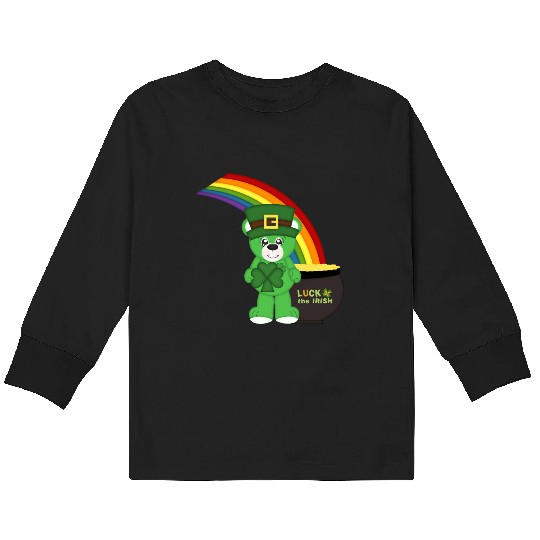 St Patrick's Day Lucky Bear Kids Long Sleeve T Shirts