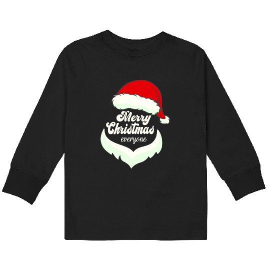 Santa Claus Merry Christmas Beard and hat Kids Long Sleeve T Shirts