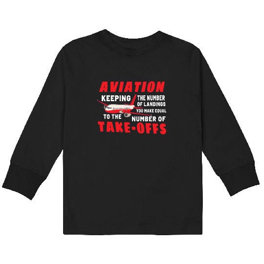 Pilot Aviation Airplane Airline Future Pilots Kids Long Sleeve T Shirts