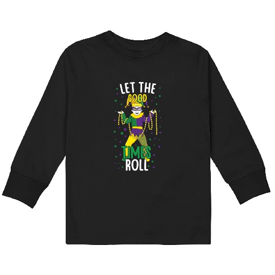 Jester Clown Festival Parade Beads Mardi Gras Kids Long Sleeve T Shirts