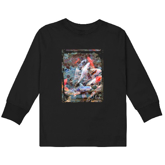 Japan Koi Fish Pond Collage Art 88 Kids Long Sleeve T Shirts