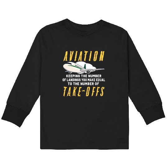 Pilot Aviation Airplane Airline Future Pilots Kids Long Sleeve T Shirts