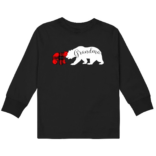 Grandma Bear Red Plaid Cub Mom Christmas Ladies Kids Long Sleeve T Shirts
