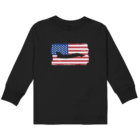 F-14 Tomcat Fighter Jet American Flag F14 Tomcat Kids Long Sleeve T Shirts