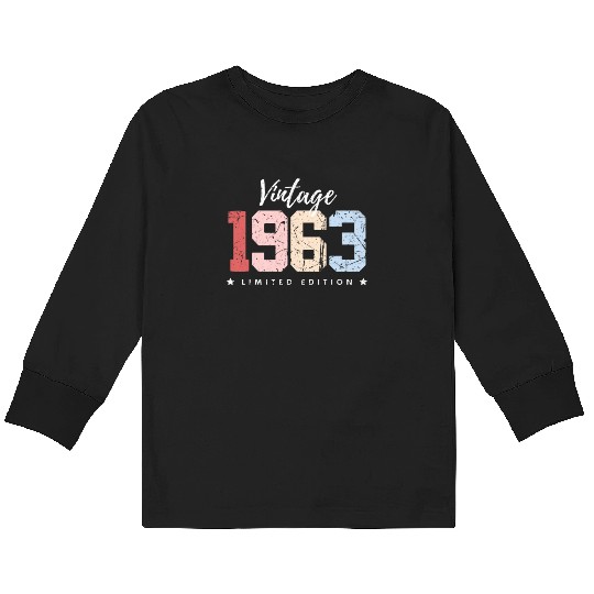 60 Years Vintage 1963 Retro 60th Birthday Kids Long Sleeve T Shirts