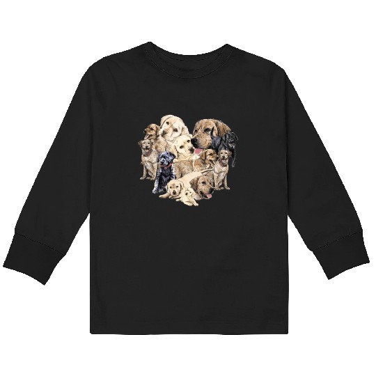 Labrador Valentines Day Dog Lover Heart Kids Long Sleeve T Shirts