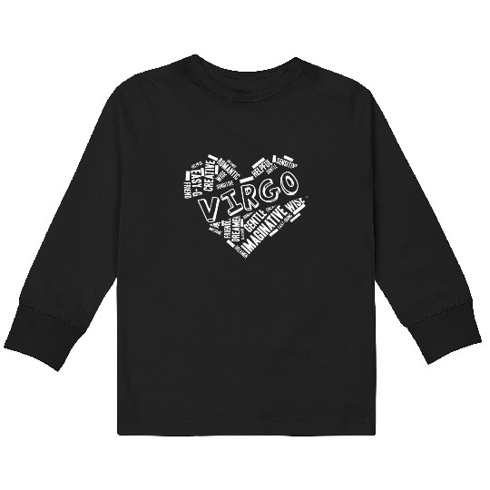 Virgo Heart Word Cloud Doodle Astrology Zodiac Sta Kids Long Sleeve T Shirts