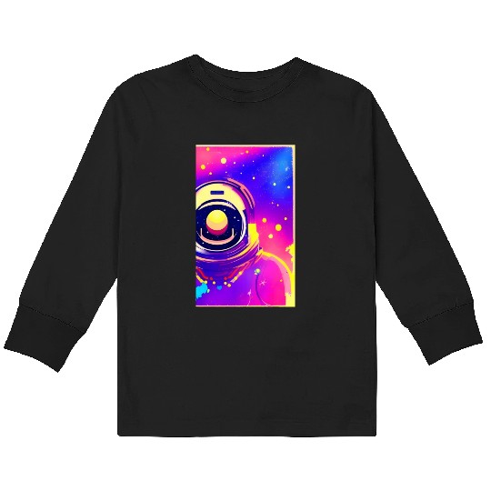 Astronaut neon colors Kids Long Sleeve T Shirts