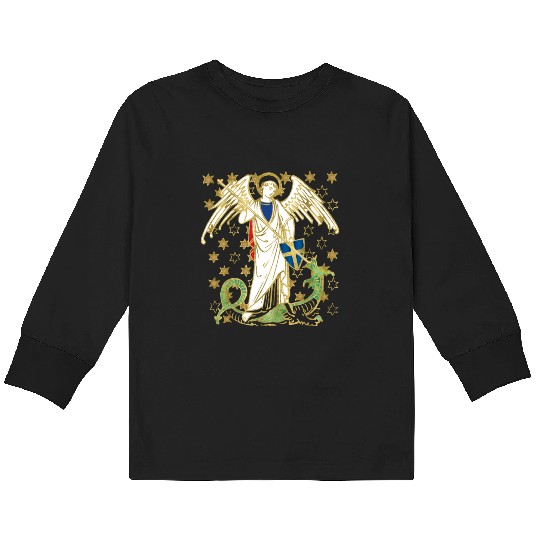 St. Michael the Archangel Icon Dragon Catholic Ang Kids Long Sleeve T Shirts