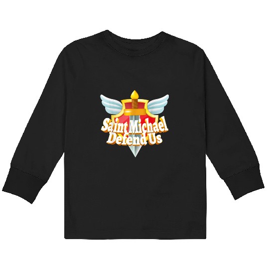 St. Michael the Archangel Icon Dragon Catholic Ang Kids Long Sleeve T Shirts