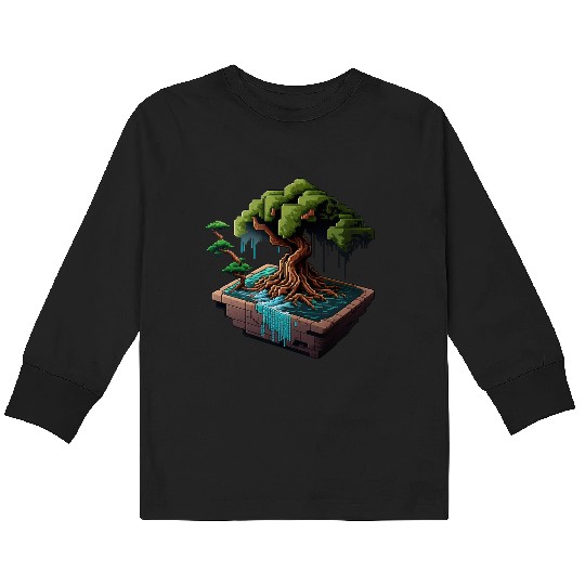 8 Bit Bonsai Tree Kids Long Sleeve T Shirts