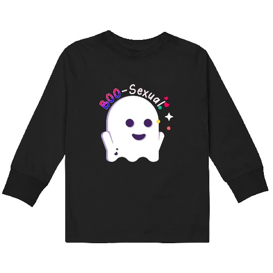 Boo Sexual Cute Bi Ghost LGBT Bisexual Pride Funny Kids Long Sleeve T Shirts