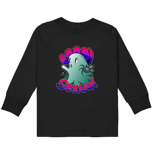 Funny Boo Sexual Cute Bi Ghost LGBT Bisexual Pride Kids Long Sleeve T Shirts