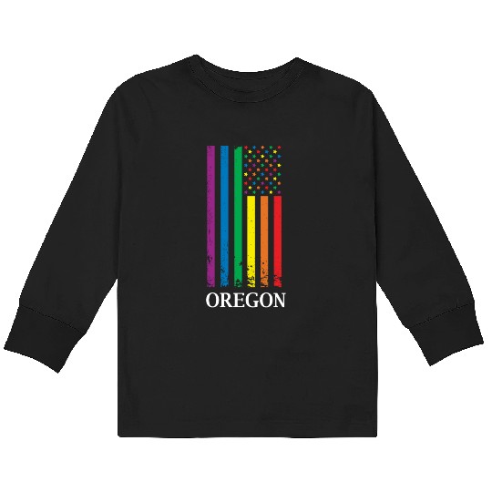 Oregon Pride Month Pride Flag LGBT Community LGBTQ Kids Long Sleeve T Shirts