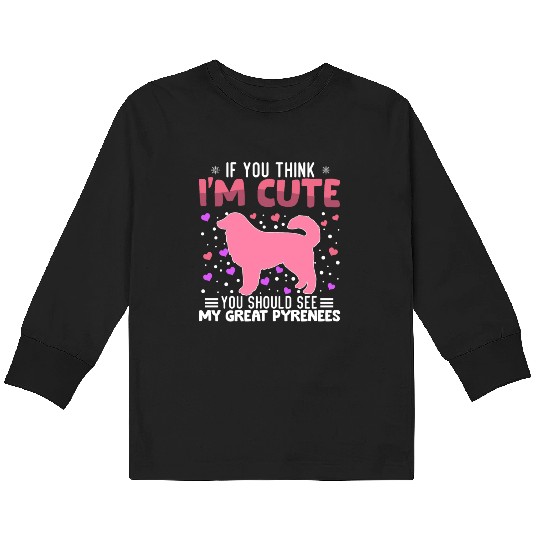 Great Pyrenees Heart Valentine's Day Animal For Kids Long Sleeve T Shirts