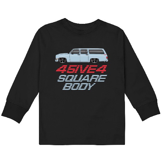 square Light Blue Kids Long Sleeve T Shirts