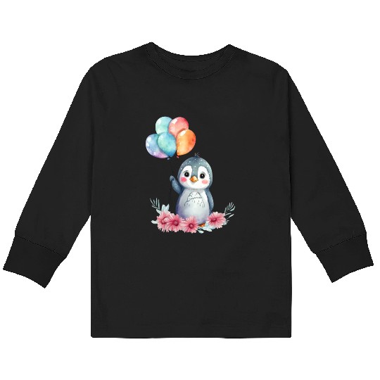 Penguin Animal Cute Antarctica Bird Zoo Winter Kids Long Sleeve T Shirts