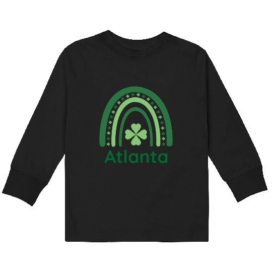 Atlanta Clover Charm Boho Rainbow Kids Long Sleeve T Shirts