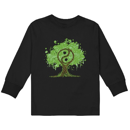 Ying Yang Tree of Life Kids Long Sleeve T Shirts