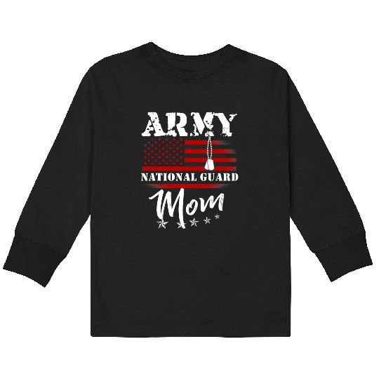 Proud Army National Guard Mom US Flag Tees US Mili Kids Long Sleeve T Shirts