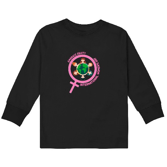 Happy International Women's Day Embrace Equity Kids Long Sleeve T Shirts
