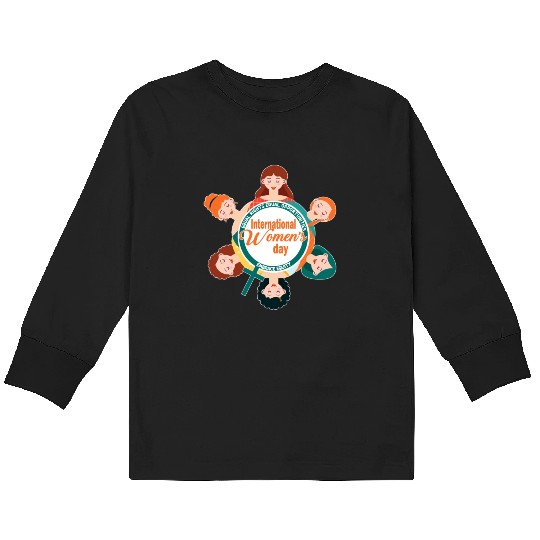 International Women's Day: Embrace Equity Kids Long Sleeve T Shirts